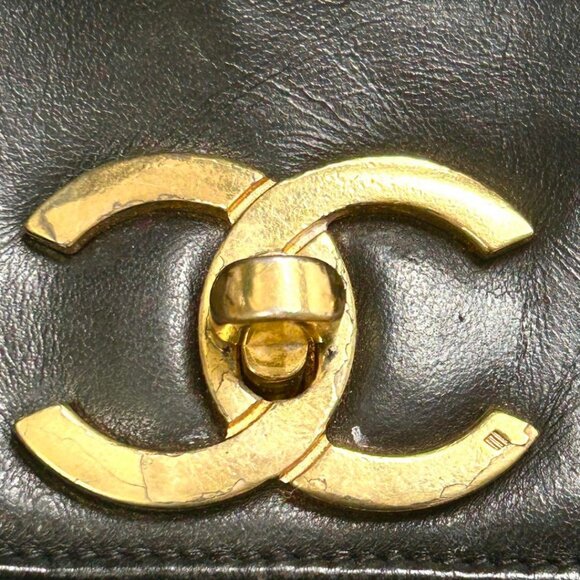 RARE Authentic CHANEL Vintage CC Lambskin Leather Backpack Shoulder Bag Black - Picture 13 of 16